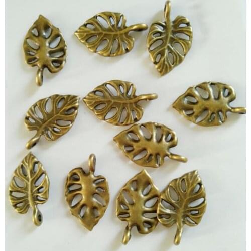 20pcs Alloy Hollow Leaf Charms Antique Bronze Cute leaves Necklace Bracelet Pendant Earrings Jewelry Making Accessory 15*12mm