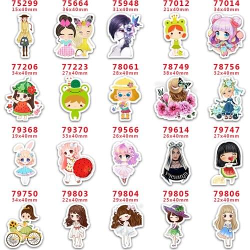 DIY Craft Supplies Sewing Accessories Cartoon Little Girl Printed Planar Resins Mold 10 Pieces. PR-75299