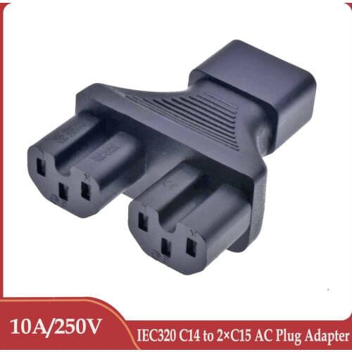 IEC 320 C14 for C14 for 2xC15 2 * C15 Y splitter Power adapter Y Splitter IEC 320 C14 male adapter for 2x C15 female