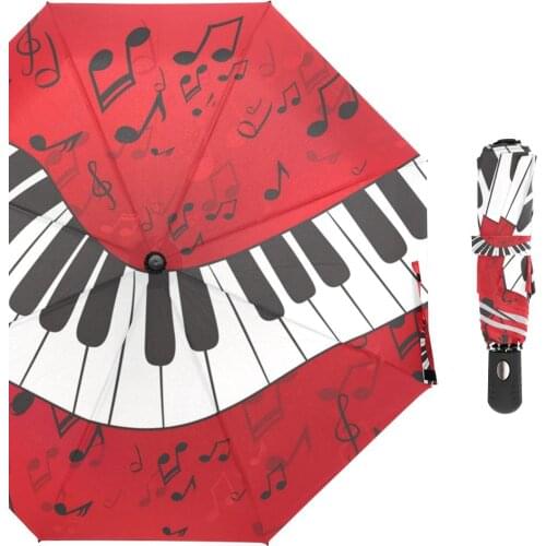 Creative Note Music Umbrella Three Folding Automatic Umbrella Rain Women Customized Advertising Umbrellas