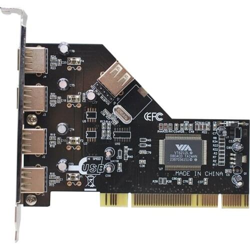 USB 2.0 4 Port 480Mbps High Speed VIA6212 Chip HUB PCI Controller Card Adapter PCI Cards Pci To Usb2.0 5 Ports Add on Card
