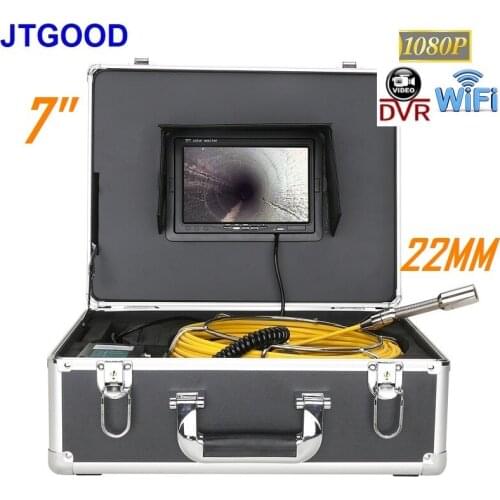 JTGOOD 7" WiFi DVR 22MM HD1080P Pipe Inspection Video Camera,IP68 Drain Sewer Pipeline Industrial Endoscope System ISO Android