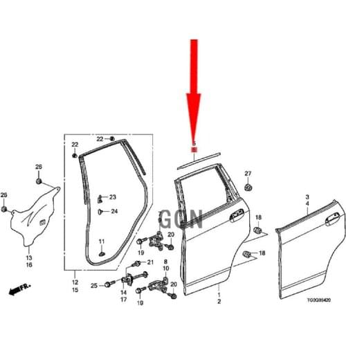 Rear door window frame exterior trim panel 2014-Hon daF ITJ AZZ Color strip decorative door frame sticker on doors and windows