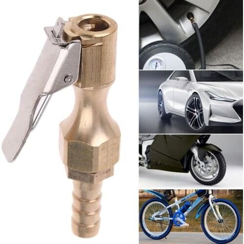 1/4" Brass Tire inflator Locking on Air Chuck Air Compressor Pump Adapter with 8mm Barb Connector Accessories for Car