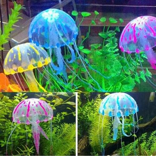 1pcs Aquarium Decor Ornament Silicone Simulated Jellyfish Glowing Artificial Vivid Jellyfish Fish Tank Decoration Accessories