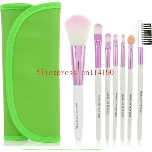 100 sets/lot Wholesale 7 pcs/set Make Up Brush Set Kits Eyelash Brush Eye-shadow Brush Sponge Sumudger 7pieces Make Up Tools