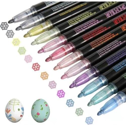 12 Color Dream Double Line Pen Outline Pen Fluorescent Marker Pen Metal Stroke Pen Greeting Card DIY