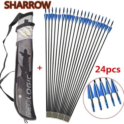 24pcs 31" Archery Fiberglass Arrows Spine 900 Glass Fiber Shooting Arrows With Quiver Bow For Shooting Practice Accessories