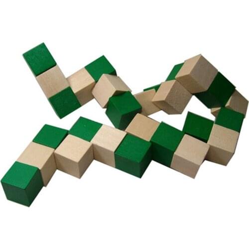 27 Sections Cube Wooden Snake Ruler Snake Twist Puzzle Hot Selling Challenge IQ Brain Toys Classic Game
