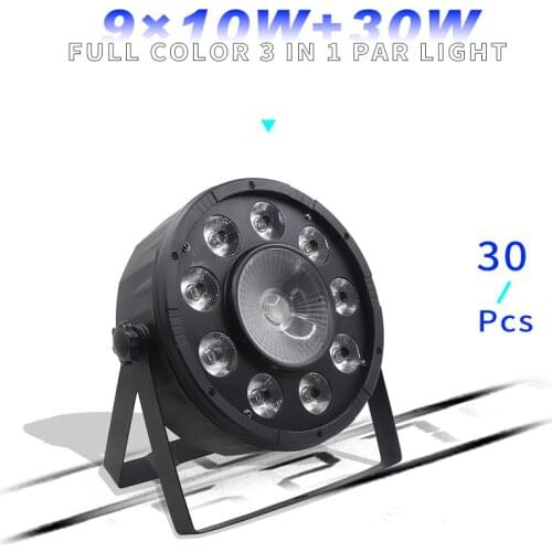 30pcs/lots 9x10W+30w Flat LED Par Lights 9*10w+30w RGB 3IN1 PAR DMX512 control disco lights professional stage DJ equipment