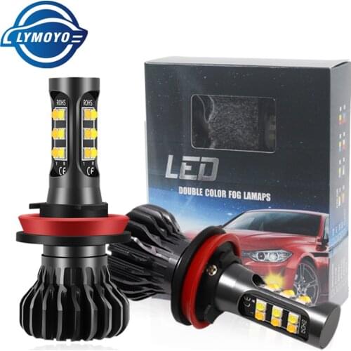 Auto Car LED Fog Light DRL H11 H8 H3 H7 H1 HB4 9005 9006 H27 880 881 Strobe Flash Dual Color 18SMD 3030 Fog Lamp Tail Light Lamp