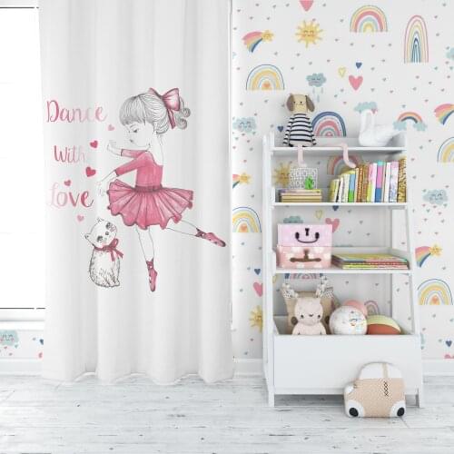 Digital Printed Childrens Room Anti-Allergic, Easy To Clean Cornice and Rustic Rod Compatible Backdrop Curtain