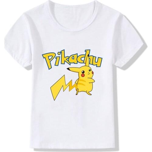 Pokemon Pikachu Kids Cute T-Shirt Cartoon Printing T Shirt Boys Girls Animal Figures Clothes Tops Kids Costumes Birthday Gifts