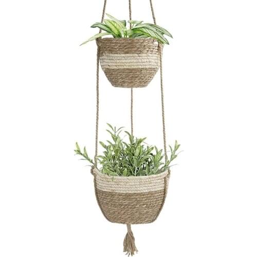 Double Layer Hanging Plant Storage Basket Flower Pot Holder Balcony Garden Embellishment Wall Art Decoration Plants Hanger