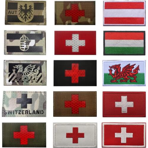 IR Multicam Hungary Austria Switzerland Wales Flag Magyarország 2x3.14 IFF Infrared Tactical Touch Fastener Patch Military Hook