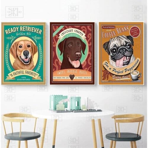 Puppy Dog Animals Canvas Pictures for Living Room Nursery Kids Room Decor Posters and Prints Nordic Cartoon Wall Art Pictures