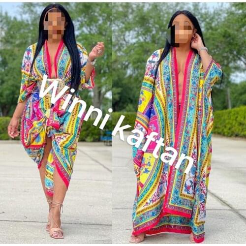 Plus Size Bohemian Summer Silk Printed Kimono For Swimming Women Traditional African Loose Kimono For Holiday