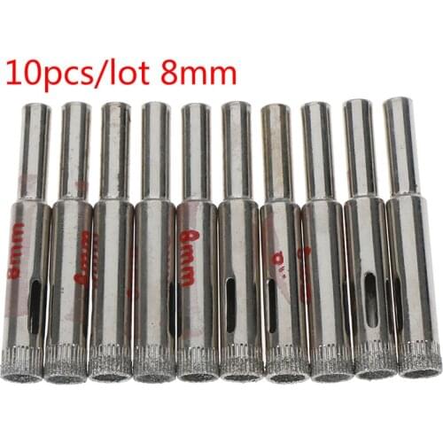 Hot sale 10pcs/lot 8mm Diamond Coated Core Drill Bit Granite Glass Tile Hole Saw 5/16"