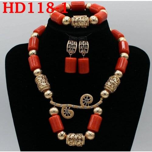 Beautiful Indian Bridal Coral Statement Necklace Set Wedding Nigerian Coral Beads Necklace Set Women Jewelry Set HD118-1