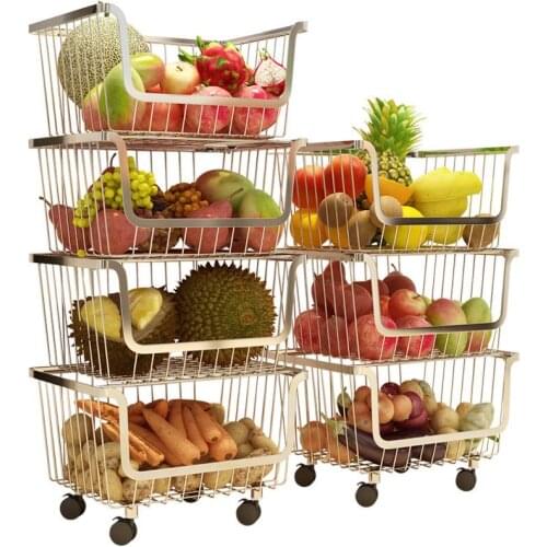 304 Stainless Steel Kitchen Shelf, Vegetable Basket, Floor To Floor, Multi-layer Fruit And Vegetable Storage Basket, Stackable F