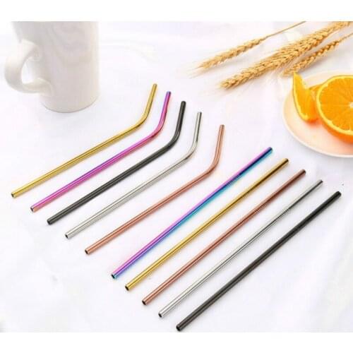 Reusable Metal Drinking Straws 304 Stainless Steel Sturdy Bent Straight Drinks Straw Kawaii Colourful Environmental Protection