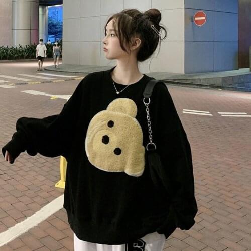 Fashion Bear Oversized Hoodie Sweatshirts Women Korean Cute Hoody Streetwear Girl Autumn Harajuku Tops Female Autumn Hoodie