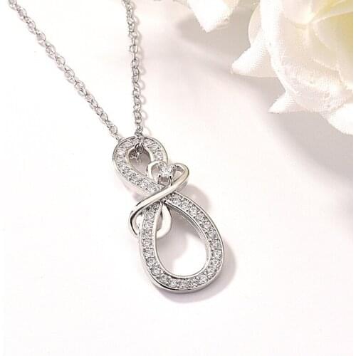 Fashion Charm 8 Word Pendant Necklace Micro Inlay Zircon Heart Romance Dainty Jewelry For Women Wedding Valentines Day Gifts