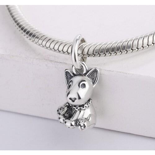 Fashion 925 Sterling Silver Small Animal Loyal Puppy Pendant Charm Bracelet Necklace For Pandora DIY Jewelry Making