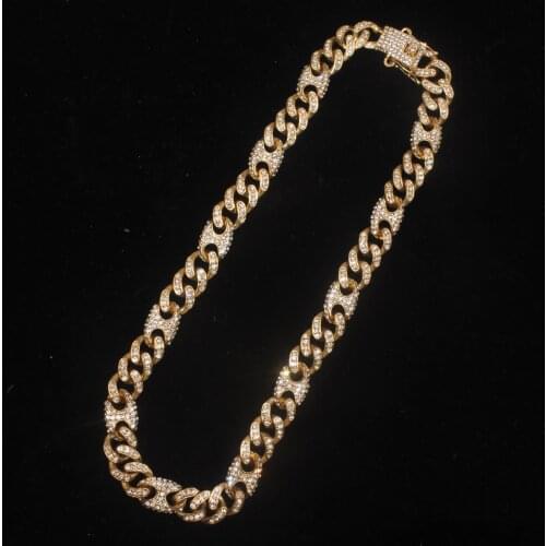 Man Hip Hop Iced Out Bling Pave Rhin Stones Chain Necklace Fashion CZ Miami Cuban Chains Necklaces Hiphop For Unisex Jewelry