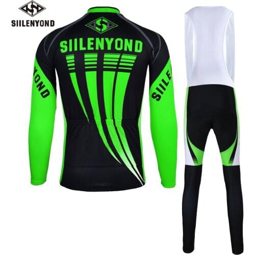 SIILENYOND mens autumn cycling suit long sleeve back belt clothes moisture absorption and sweat wicking bike riding clothes