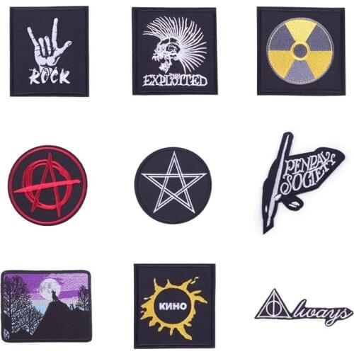 Punk/ Patches Embroidery Patch For Clothes Sewing Stripes Badges Patch Iron On Patches Stickers Applique Patch For Clothing DIY