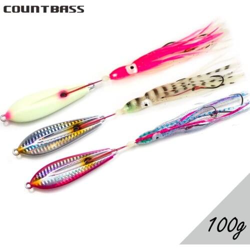 Countbass 3PCS 100g 3.5oz Inchiku Jig with Assist Hook, Salty Rubber Jigging lures for fishing, Bullet Bottom Ship Snapper