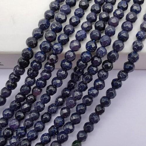 4MM Blue Sandstone Stone Faceted Loose Beads Strand 15 Inch Jewelry Making A324