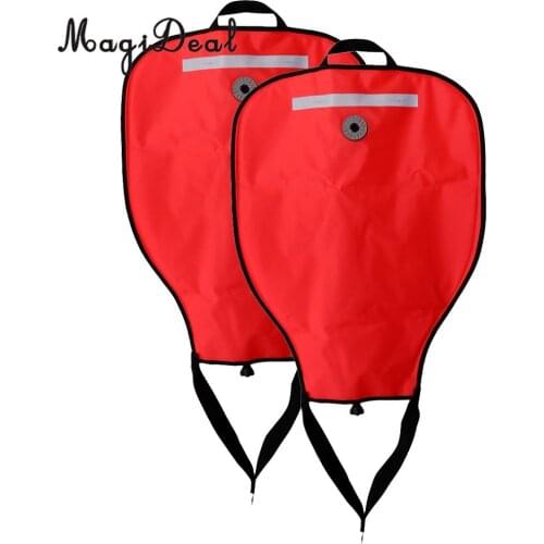 2Pcs/Pack High Visibility & Reflective Scuba Diving Dive 50lbs Salvage Lift Bag SMB Safety Marker Buoy & Dump Valve Red