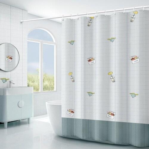 Cartoon Printed Polyester Shower Curtain Bath Shower Cover Waterproof Thicken Simple Modern Eco-Friendly Stocked Thicken Home