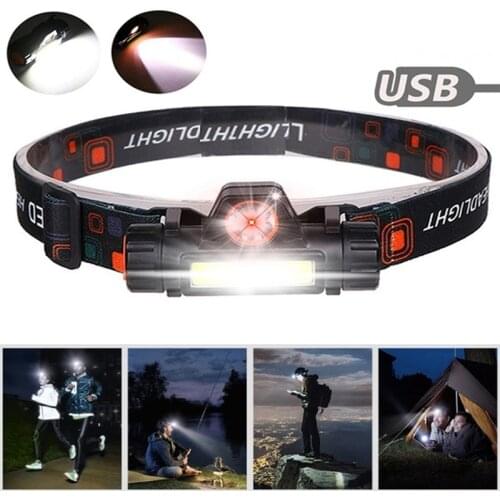 Portable Waterproof Powerful LED Headlight XPE+COB USB Rechargeable Headlight Battery Waterproof Fishing Headlight