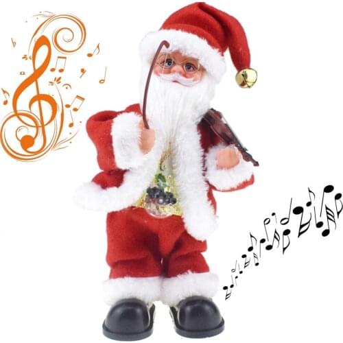 Christmas Decorations for Home Childrens New Year Gift Santa Claus Playing The Violin Brings Music, Belly Belt Lights Navidad