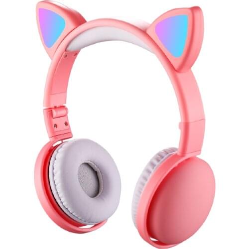 Cute LED Light Cat Ear Wireless Headphones Kids Girl Bluetooth 5.0 Music Stereo Headset Noise Cancelling Earphones With Mic Gift