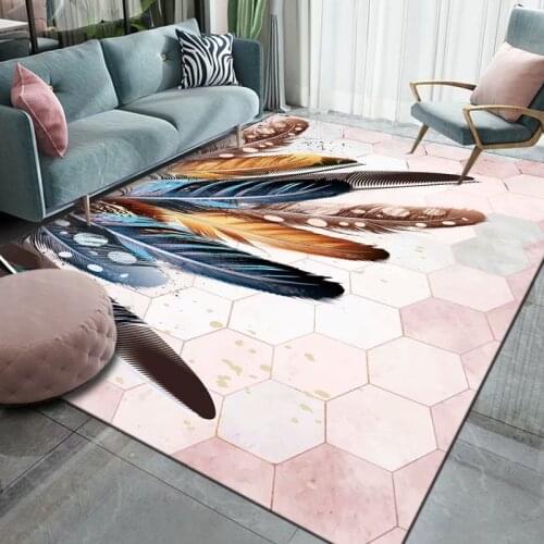 Nordic Splicing Geometric Printed Carpet Rug and Carpets for Home Living Room Light Luxury Bedroom Anti-Slip Washable Large Rugs
