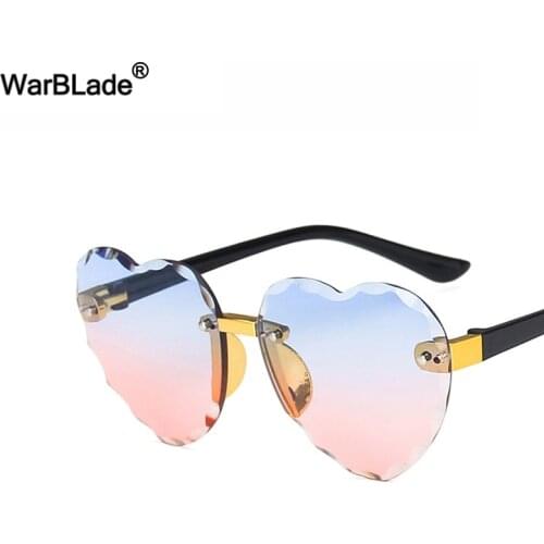 WarBlade Cute Heart Rimless Kids Sunglasses Heart Shape Children Sun Glasses Boys Girls Travel Shades UV400 Protection Eyewear