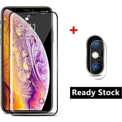 Glass on the For iPhone X XR 6 6S 7 8 Plus XS 11 Pro Max Tempered Glass Full Coverage Screen Protector + Camera Lens Protector