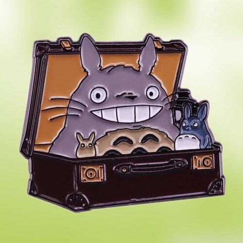 Studio Ghibli Cute Totoro Suitcase enamel pin Japan Anime brooch badge