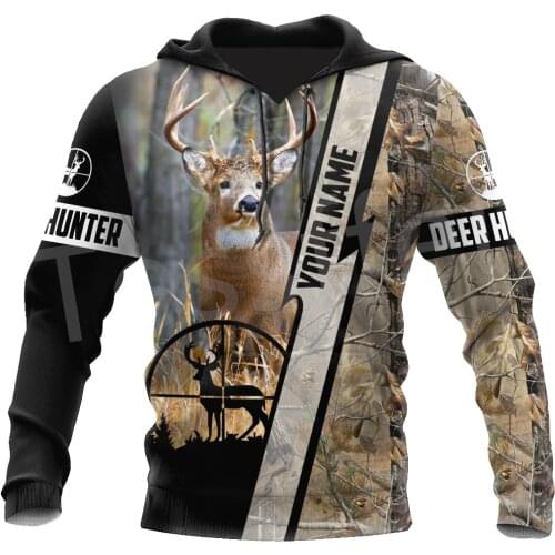 Tessffel 3DPrint Camo Deer Hunting Tattoo Animal Hunter Men/Women NewFashion Jacket Zip Funny Hoodies Long Sleeve Streetwear S6