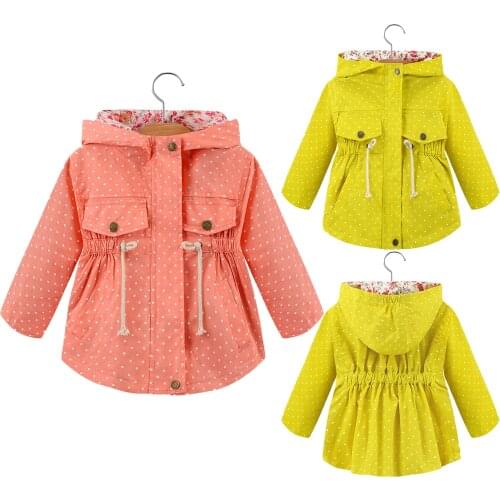 Girls Hoodies Spring Dot Decoration Sweatshirt For Girl Full Sleeve Hooded Coat Toddler Children Outerwear Kids Clothing