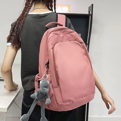 DCIMOR New Solid Color Waterproof Nylon Women Backpack Female Large Capacity Laptop Back Bag Teenage Girl Big Schoolbag Fashion