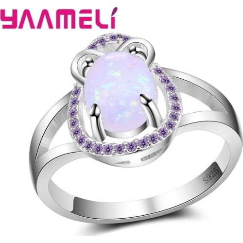 Top Quality 925 Sterling Silver Jewelry Pretty Lady Ring Around Purple Small Cubic Zirconia Trendy Style Accessories
