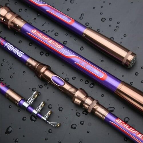 High quality Carbon telescopic rod lure rod 2.1 / 2.4 / 2.7 / 3.0/ 3.6m long shot sea fishing rod Superhard metal handle