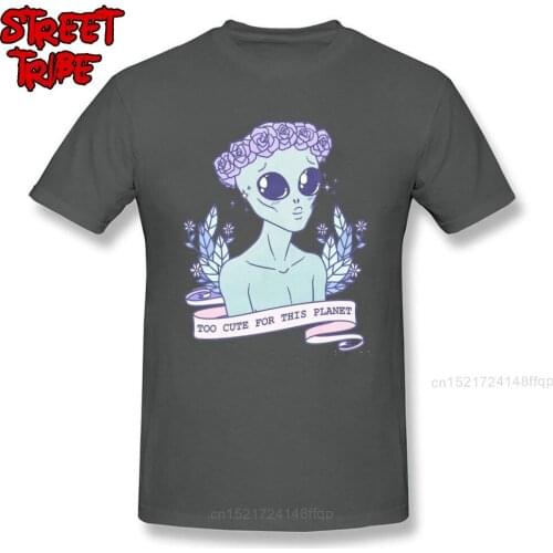 Funny T-shirt Men Black T Shirt To Cute For This Planet Alien Tops Print Cartoon Tees Fun Tshirt Custom Teens Cotton Clothing