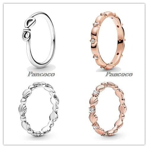 Authentic 925 Sterling Silver Ring Classic Infinity Knot With Crystal Rings For Women Wedding Gift Pandora Jewelry