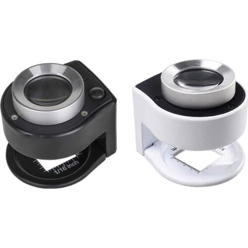 30 Times Optical Glass Lens Scale Focusing Magnifier with LED Lights and UV Lamps Magnifying Glass for Antique Jewelry